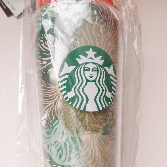 Starbuck 2021 YOU ARE THE BEST Acrylic Cold Drink Tumbler 16 oz. Leaf Print NEW - Picture 4 of 4